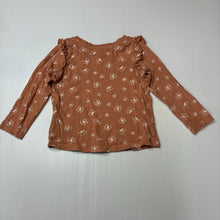 Load image into Gallery viewer, Girls Dymples, rust organic cotton ruffle long sleeve t-shirt, butterfly, EUC, size 2,  