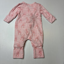 Load image into Gallery viewer, Girls Sprout, stretch organic cotton zip romper, rabbit, EUC, size 0000,  