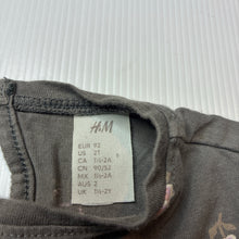 Load image into Gallery viewer, Girls H&amp;M, grey cotton floral ruffle long sleeve t-shirt, GUC, size 2,  