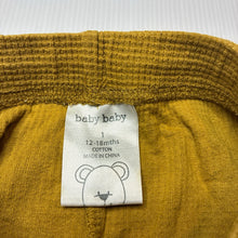 Load image into Gallery viewer, Unisex Baby Baby, mustard cotton waffle shorts, elasticated, GUC, size 1,  
