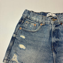 Load image into Gallery viewer, Girls Zara, blue denim shorts, adjustable, GUC, size 8,  