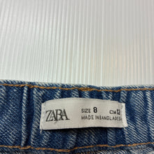 Load image into Gallery viewer, Girls Zara, blue denim shorts, adjustable, GUC, size 8,  