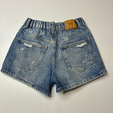 Load image into Gallery viewer, Girls Zara, blue denim shorts, adjustable, GUC, size 8,  