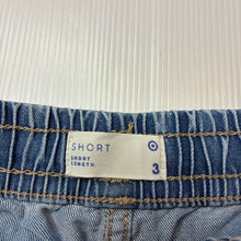 Load image into Gallery viewer, Unisex Target, blue stretch denim shorts, elasticated, EUC, size 3,  