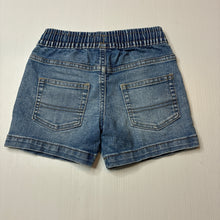 Load image into Gallery viewer, Unisex Target, blue stretch denim shorts, elasticated, EUC, size 3,  
