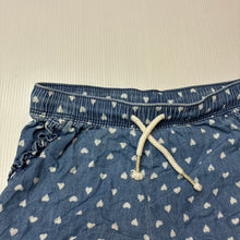 Load image into Gallery viewer, Girls Sprout, chambray cotton ruffle shorts, elasticated, heart, GUC, size 2,  