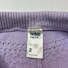 Load image into Gallery viewer, Girls Anko, purple cotton pointelle shorts, EUC, size 2,  