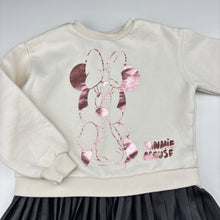 Load image into Gallery viewer, Girls Disney, Minnie Mouse cotton blend fleece lined dress, EUC, size 2-3, L: 48cm
