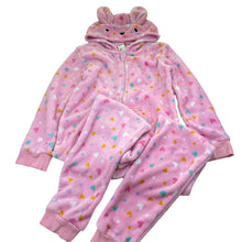 Load image into Gallery viewer, Girls Anko, pink fleece pyjama suit, hearts, GUC, size 10,  