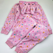Load image into Gallery viewer, Girls Anko, pink fleece pyjama suit, hearts, GUC, size 10,  