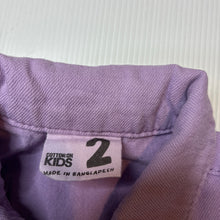 Load image into Gallery viewer, Girls Cotton On, purple cotton long sleeve dress, EUC, size 2, L: 48.5cm