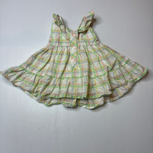 Load image into Gallery viewer, Girls Beatrix Potter, Peter Rabbit lined check cotton dress, embroidered, GUC, size 00, L: 37cm