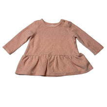 Load image into Gallery viewer, Girls Dymples, pink velour ribbed long sleeve dress, EUC, size 00, L: 30cm