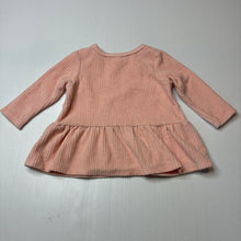 Load image into Gallery viewer, Girls Dymples, pink velour ribbed long sleeve dress, EUC, size 00, L: 30cm