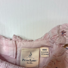 Load image into Gallery viewer, Girls Beatrix Potter, Peter Rabbit lined pink cotton dress, embroidered, EUC, size 000, L: 34cm