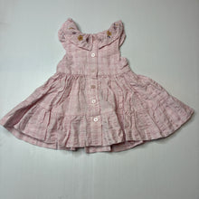 Load image into Gallery viewer, Girls Beatrix Potter, Peter Rabbit lined pink cotton dress, embroidered, EUC, size 000, L: 34cm