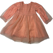 Load image into Gallery viewer, Girls Seed, lined peach tulle long sleeve dress, EUC, size 5, L: 57cm
