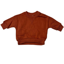 Load image into Gallery viewer, Unisex Baby Berry, plain rust cotton blend fleece lined sweater, EUC, size 000,  