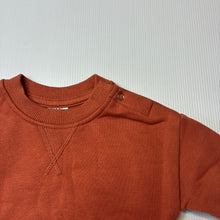Load image into Gallery viewer, Unisex Baby Berry, plain rust cotton blend fleece lined sweater, EUC, size 000,  