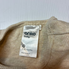 Load image into Gallery viewer, Unisex Anko, beige stretch cotton ribbed bodysuit, EUC, size 0,  