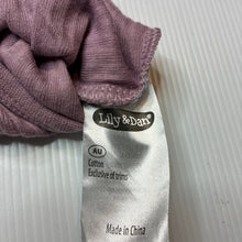 Load image into Gallery viewer, Unisex Lily &amp; Dan, mauve cotton ribbed long sleeve bodysuit, EUC, size 00,  