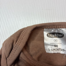 Load image into Gallery viewer, Unisex Lily &amp; Dan, brown cotton long sleeve bodysuit, GUC, size 00,  