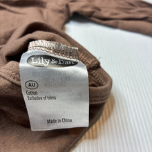 Load image into Gallery viewer, Unisex Lily &amp; Dan, brown cotton long sleeve bodysuit, GUC, size 00,  