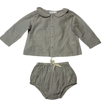 Load image into Gallery viewer, Girls Jamie Kay, check organic cotton long sleeve top &amp; bloomers, EUC, size 000,  