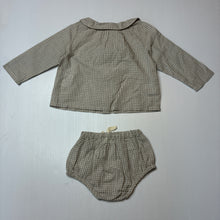 Load image into Gallery viewer, Girls Jamie Kay, check organic cotton long sleeve top &amp; bloomers, EUC, size 000,  