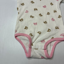Load image into Gallery viewer, Girls HUGGIES, cream organic cotton ribbed bodysuit, bears, GUC, size 1,  