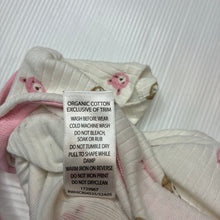 Load image into Gallery viewer, Girls HUGGIES, cream organic cotton ribbed bodysuit, bears, GUC, size 1,  
