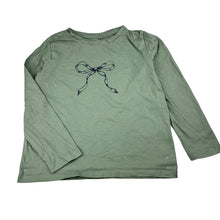 Load image into Gallery viewer, Girls Anko, sage cotton long sleeve t-shirt, bow, GUC, size 5,  