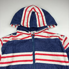 Load image into Gallery viewer, Unisex Cotton On, striped cotton terry zip hooded towel, GUC, size 2-4,  