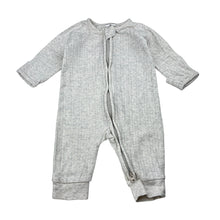 Load image into Gallery viewer, Unisex Target, grey organic cotton pointelle zip romper, FUC, size 000,  