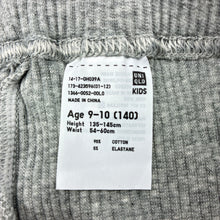 Load image into Gallery viewer, Girls Uniqlo, grey stretch cotton ribbed leggings, elasticated, GUC, size 9-10,  