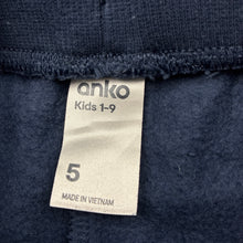 Load image into Gallery viewer, Girls Anko, cotton blend fleece lined track pants, elasticated, EUC, size 5,  