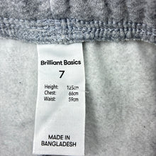 Load image into Gallery viewer, Unisex Brilliant Basics, grey fleece lined track pants, elasticated, EUC, size 7,  