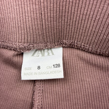 Load image into Gallery viewer, Girls Zara, mauve ribbed leggings, elasticated, EUC, size 8,  