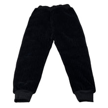 Load image into Gallery viewer, Unisex black, fleece lined, wadded corduroy pants, elasticated, EUC, size 5,  