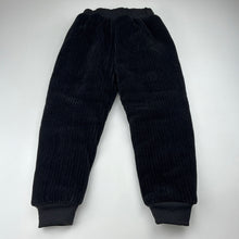 Load image into Gallery viewer, Unisex black, fleece lined, wadded corduroy pants, elasticated, EUC, size 5,  