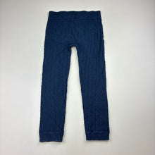 Load image into Gallery viewer, Girls Anko, navy cotton blend cable knit leggings, elasticated, GUC, size 3,  