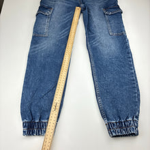 Load image into Gallery viewer, Unisex Anko, stretch denim cargo jogger pants, elasticated, minor marks, FUC, size 12,  