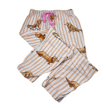 Load image into Gallery viewer, Girls Peter Alexander, striped viscose blend pyjama pants, dachshund dogs, GUC, size 6,  