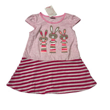 Load image into Gallery viewer, Girls Moda Bimbi, pink dress, rabbits, NEW, size 2, L: 45cm