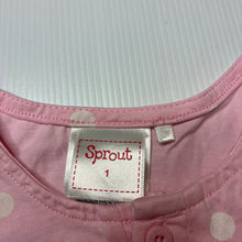 Load image into Gallery viewer, Girls Sprout, pink cotton romper, embroidered, EUC, size 1,  