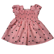 Load image into Gallery viewer, Girls pink, lightweight dress, hearts, EUC, size 00, L: 37cm