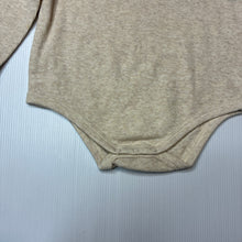Load image into Gallery viewer, Unisex Anko, beige stretch cotton ribbed long sleeve bodysuit, EUC, size 1,  