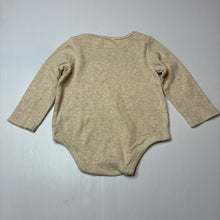 Load image into Gallery viewer, Unisex Anko, beige stretch cotton ribbed long sleeve bodysuit, EUC, size 1,  