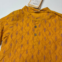Load image into Gallery viewer, Boys fabindia, yellow cotton long sleeve kurta top, NEW, size 2,  
