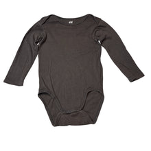 Load image into Gallery viewer, Unisex H&amp;M, grey organic cotton long sleeve bodysuit, GUC, size 2,  